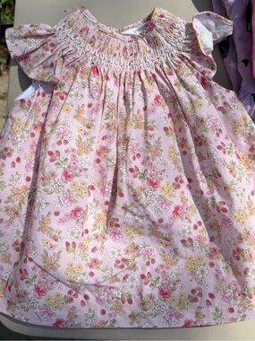 Girls 6-9 mo Mayoral Pink Floral Smocked Cotton Dress
